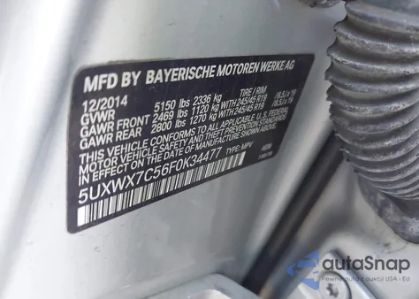 2015 BMW X3 xDrive35I из США, поврежденный, VIN 5UXWX7C56F0K34477